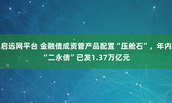 启远网平台 金融债成资管产品配置“压舱石”，年内“二永债”已发1.37万亿元